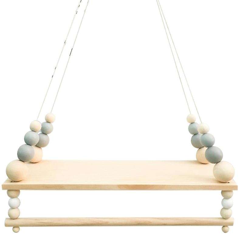 Wooden Wall Shelf with Clothes Rack Children Room Decoration, Gray