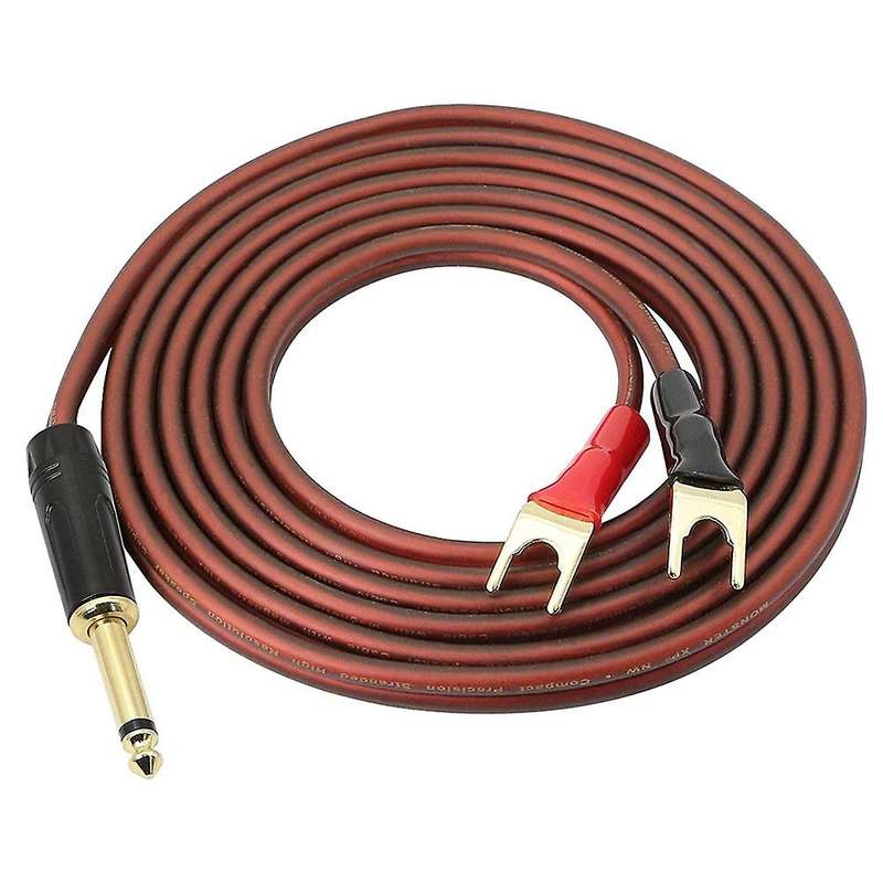 6.35mm to Y Spade Plug Speaker Cable, Audio Cable Hifi Speaker Wire