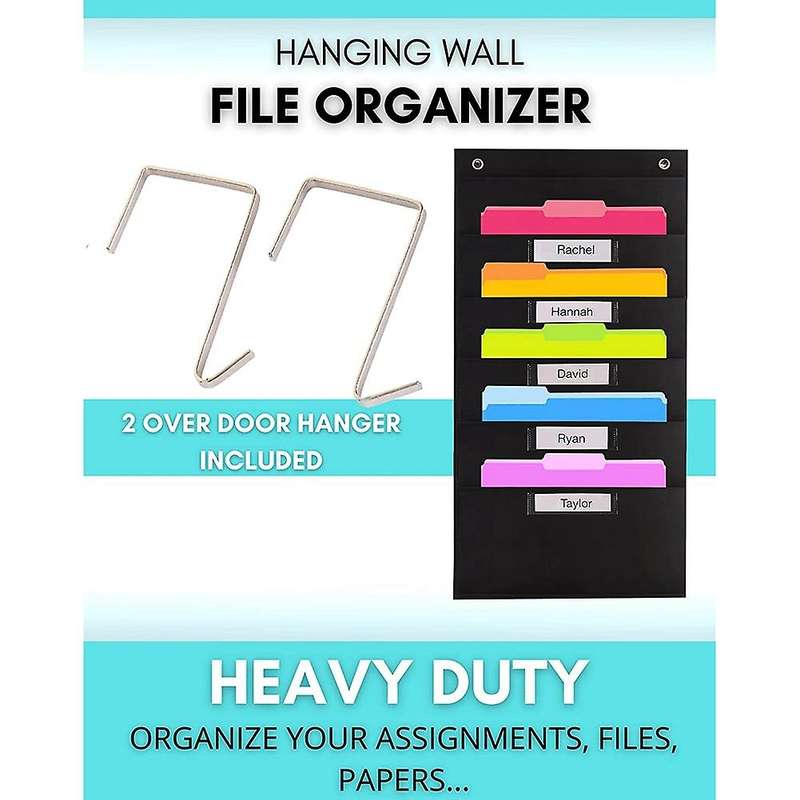 5 Pocket Heavy Duty Storage Pocket Chart, Hanging Wall File Organizer