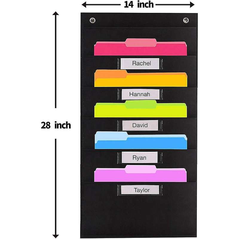 5 Pocket Heavy Duty Storage Pocket Chart, Hanging Wall File Organizer