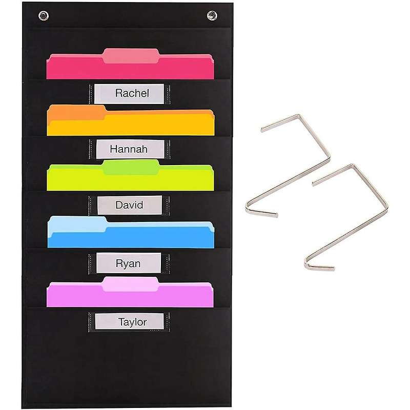 5 Pocket Heavy Duty Storage Pocket Chart, Hanging Wall File Organizer