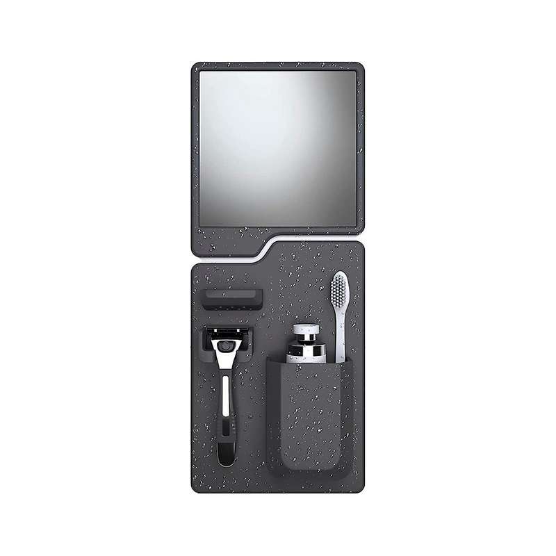 Shower Mirror & Organizer- Toothbrush Holder and Non-fogging Mirror