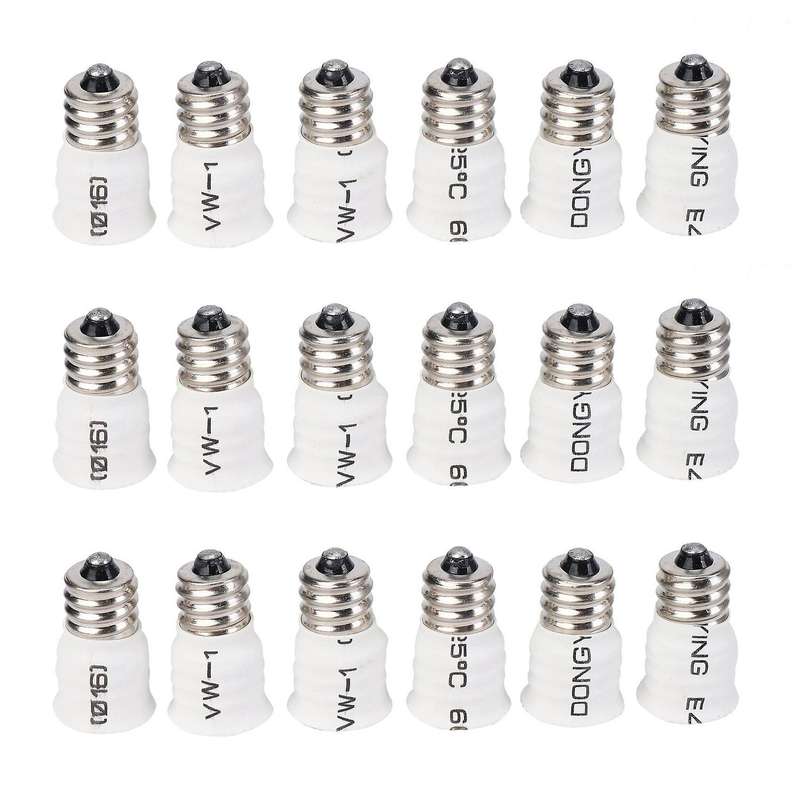 18-pack E12 to E14 White Bulb Converter Led Light Holder Lamp Adapter