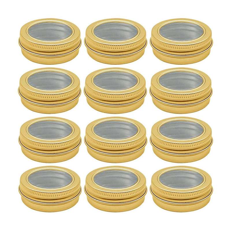 12 Pcs Aluminum Tin Jar 2 Ounce 60 Ml Containers with Lids Round