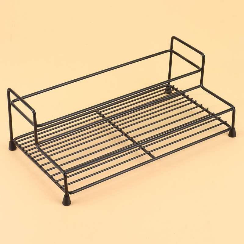 Iron Seasoning Rack Single-layer 2-grid Seasoning Storage Rack Black
