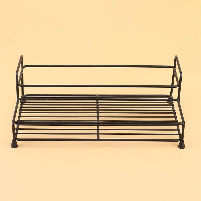 Iron Seasoning Rack Single-layer 2-grid Seasoning Storage Rack Black