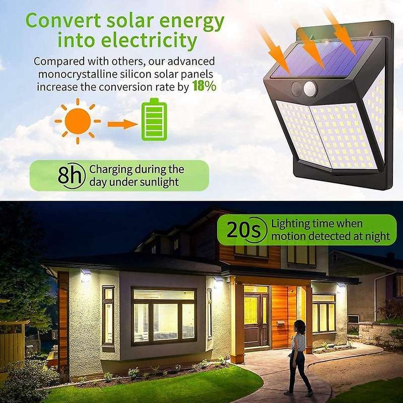 Solar Security Lights Outdoor, 140 Led Solar Sensor Lights 1 Pack