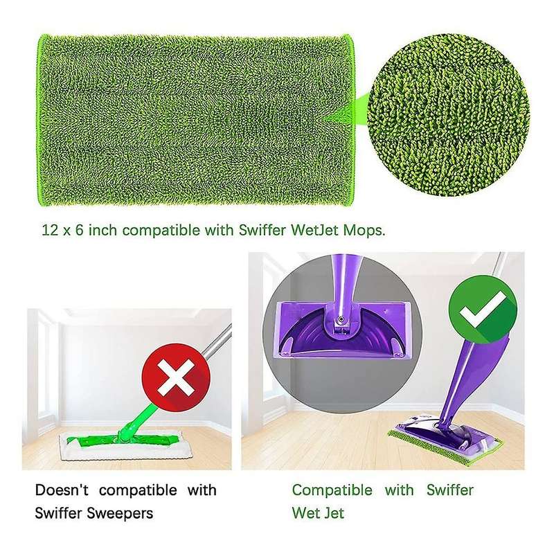 4pcs Microfiber Reusable Mop Pads for Swiffer Wetjet Washable