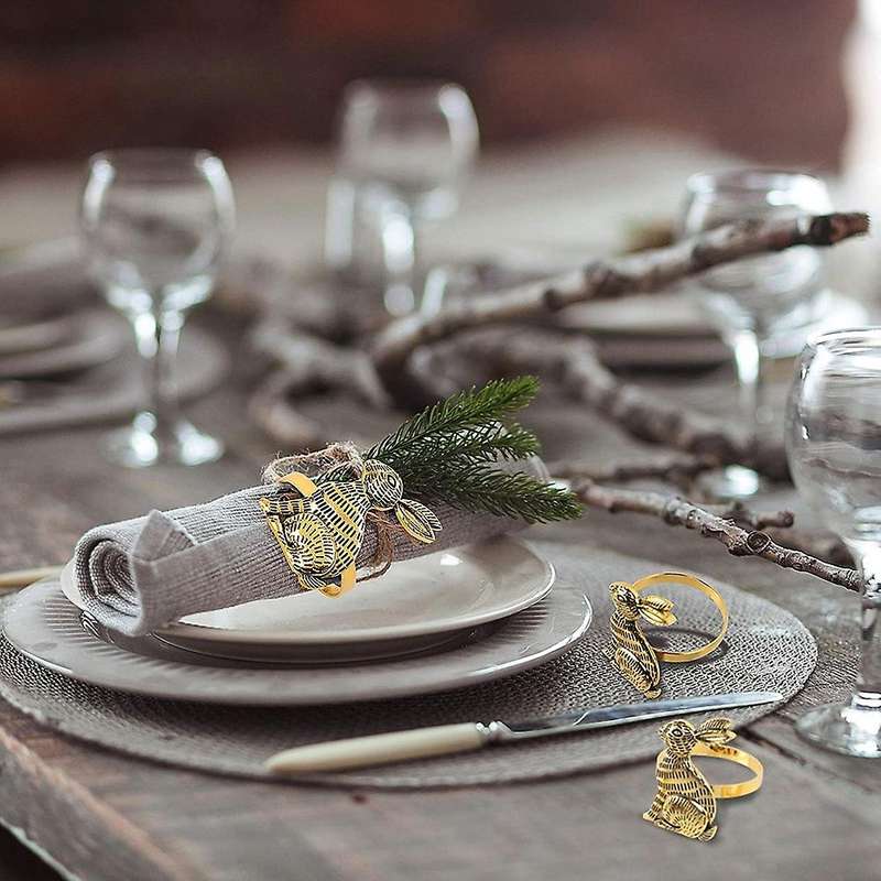 Rabbit Napkin Ring Set Of 6 for Easter Party Banquet Table Decoration