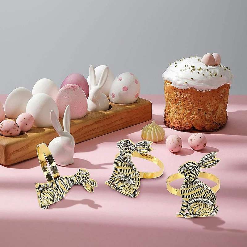 Rabbit Napkin Ring Set Of 6 for Easter Party Banquet Table Decoration
