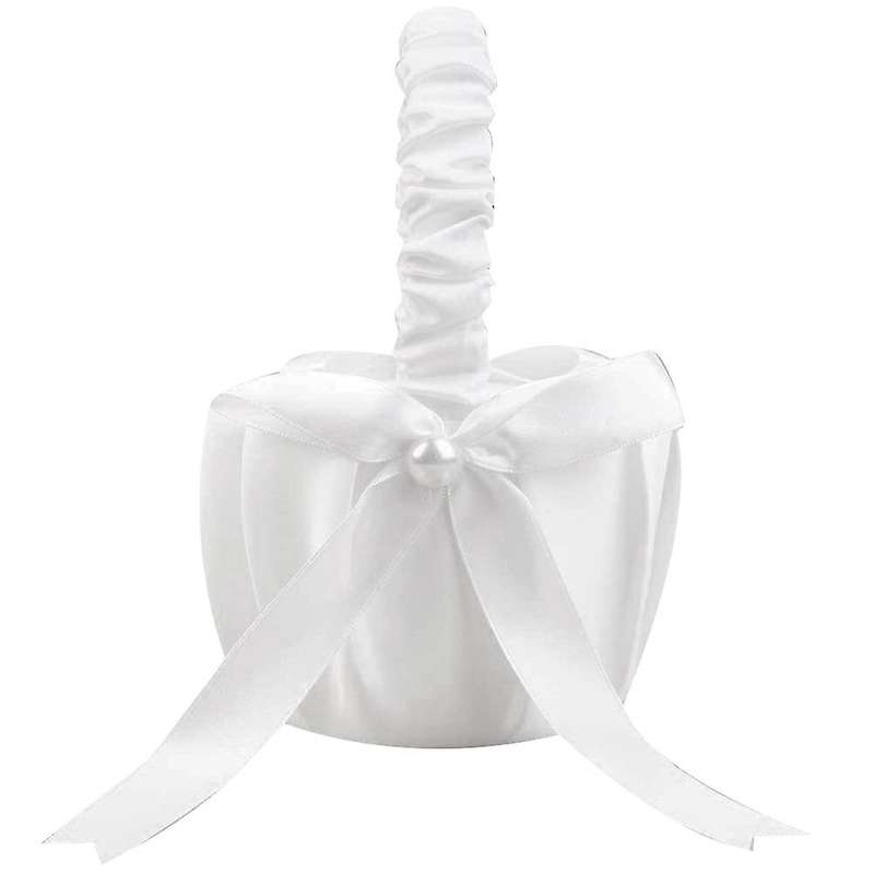 2 Pack Wedding Satin Flower Basket,bowknot Party Rose Flower Basket