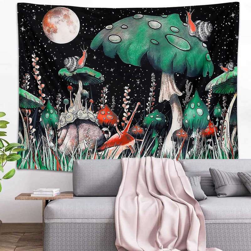 Psychedelic Tapestry Snail Mushroom Tapestry Trippy Wall Hanging
