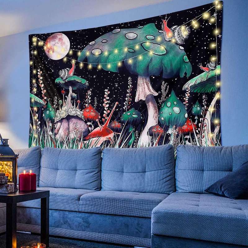 Psychedelic Tapestry Snail Mushroom Tapestry Trippy Wall Hanging