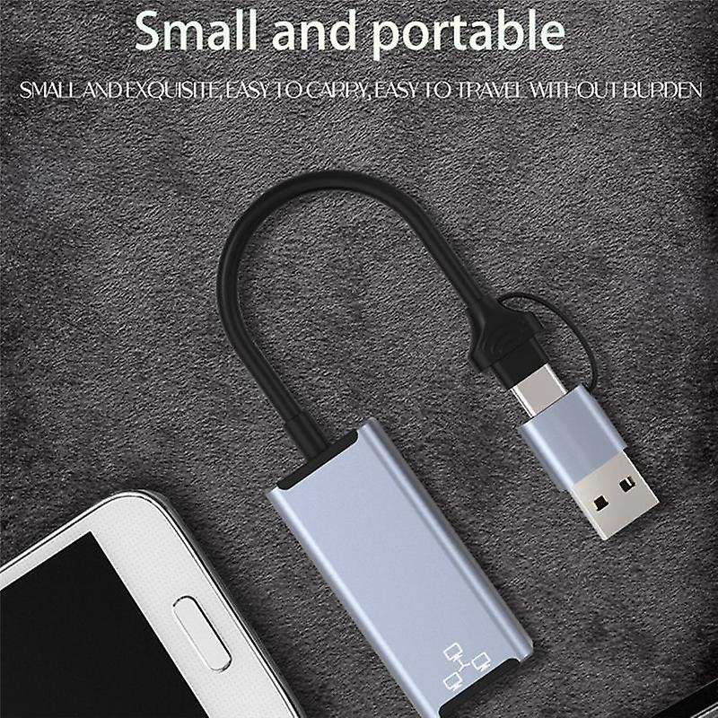 Usb C/usb A to Rj45 Network Card 2-in-1 Network Card Adapter 100mbps