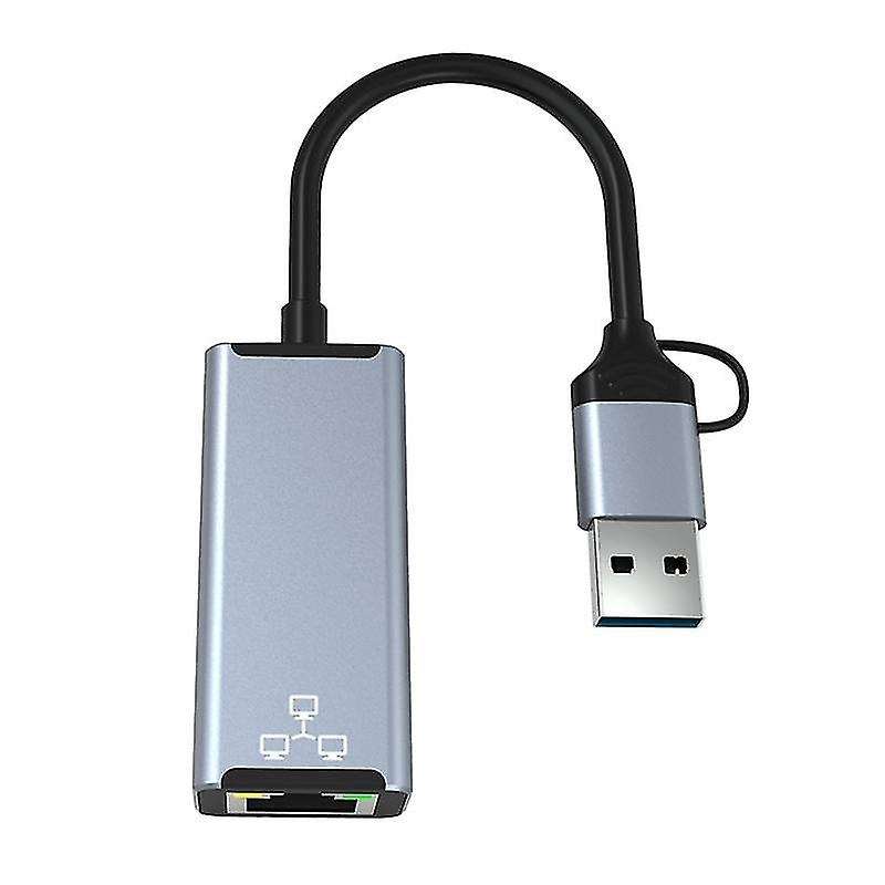 Usb C/usb A to Rj45 Network Card 2-in-1 Network Card Adapter 100mbps