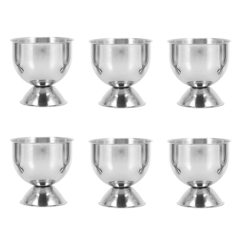 Egg Cup Tray Stainless Steel Boiled Egg Cup Holder Can Glasses 6 Sets