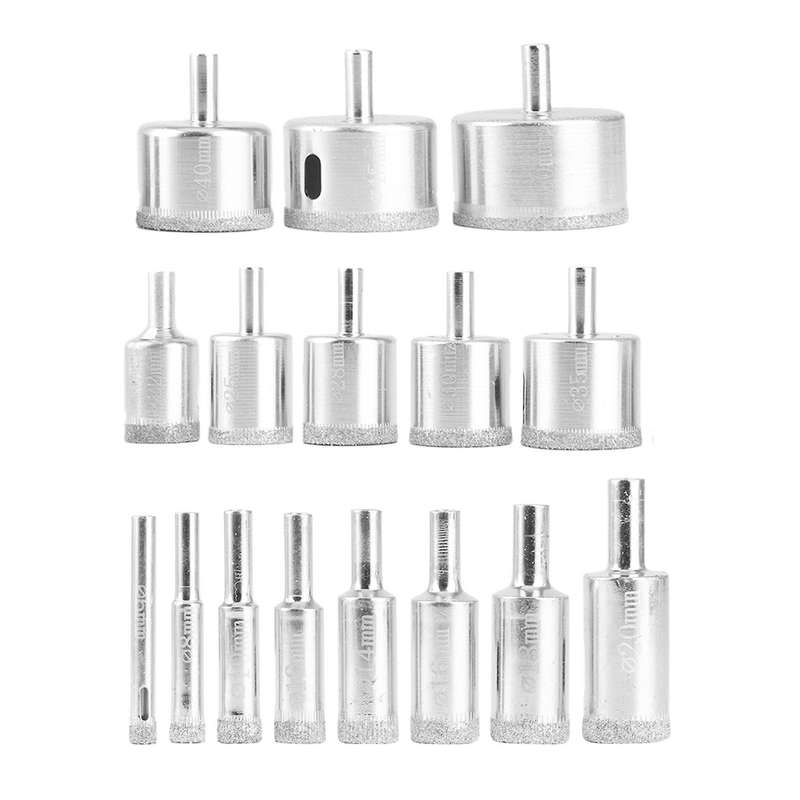16pcs Diamond Tool Drill Bit Hole Saw Set for Glass Ceramic 6mm-50mm