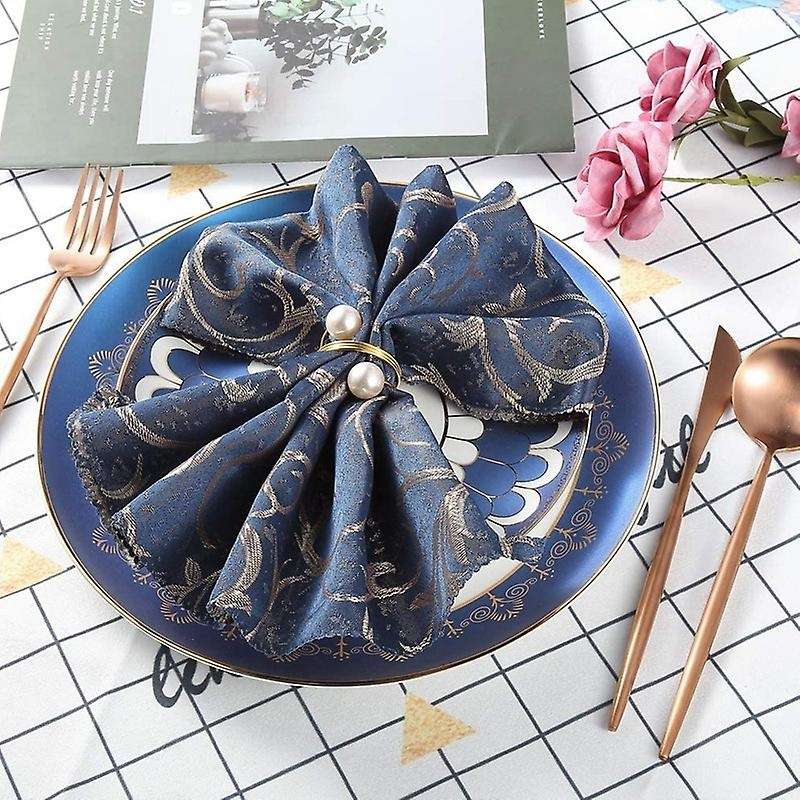 12 Pcs Double-pearl Napkin Rings, for Wedding, Festivals, Banquet