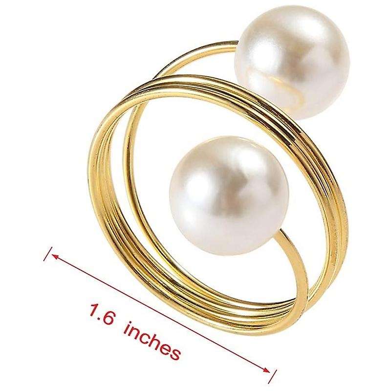 12 Pcs Double-pearl Napkin Rings, for Wedding, Festivals, Banquet