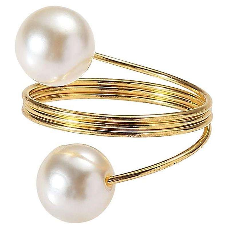12 Pcs Double-pearl Napkin Rings, for Wedding, Festivals, Banquet