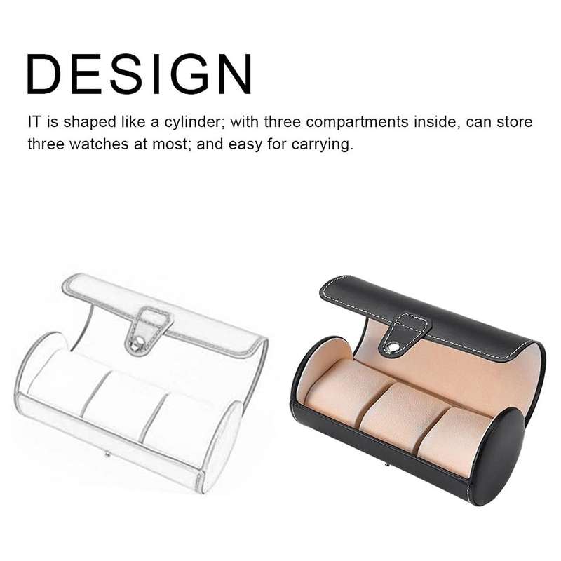 3 Slot Travel Watch Box Jewelry Storage Case Porch Jewellery (black)