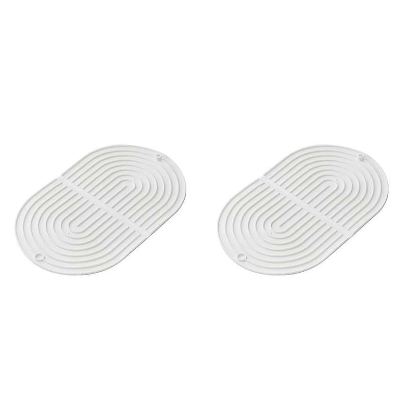 2pcs Tpr Dish Drying Mat for Kitchen Sink Protection Mat (white)