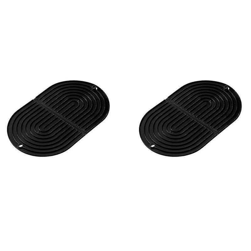 2pcs Tpr Dish Drying Mat for Kitchen Sink Protection Mat (black)