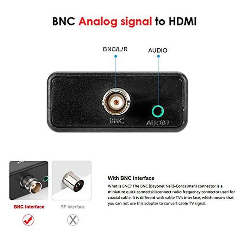 Bnc to Hdmi Converter Adapter Female Cvbs Bnc Hdmi Coax 1080p Output