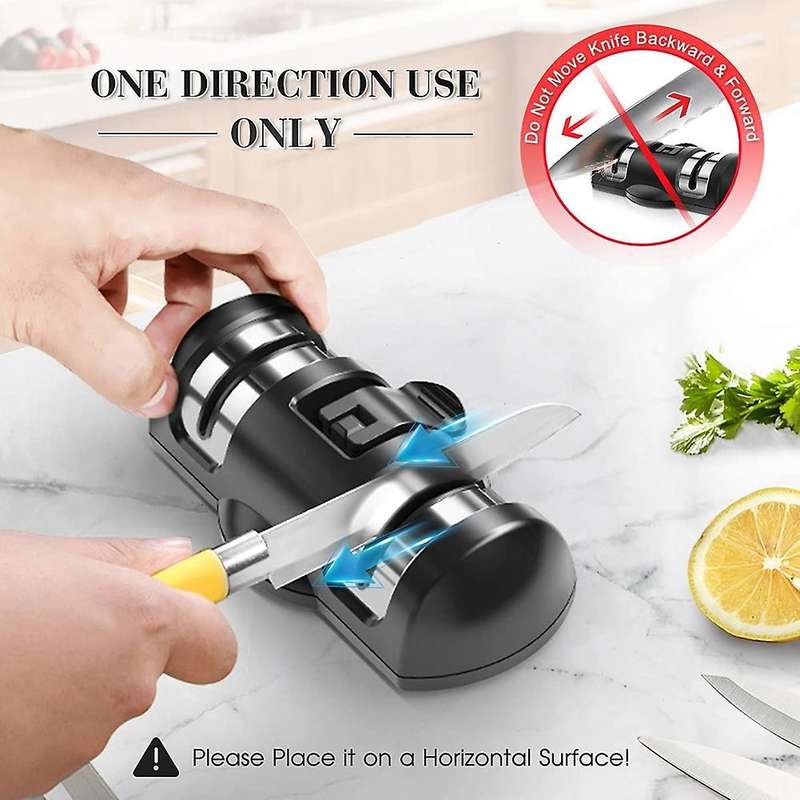 Knife Sharpener, Manual Kitchen Knife Sharpener with Suction Cup