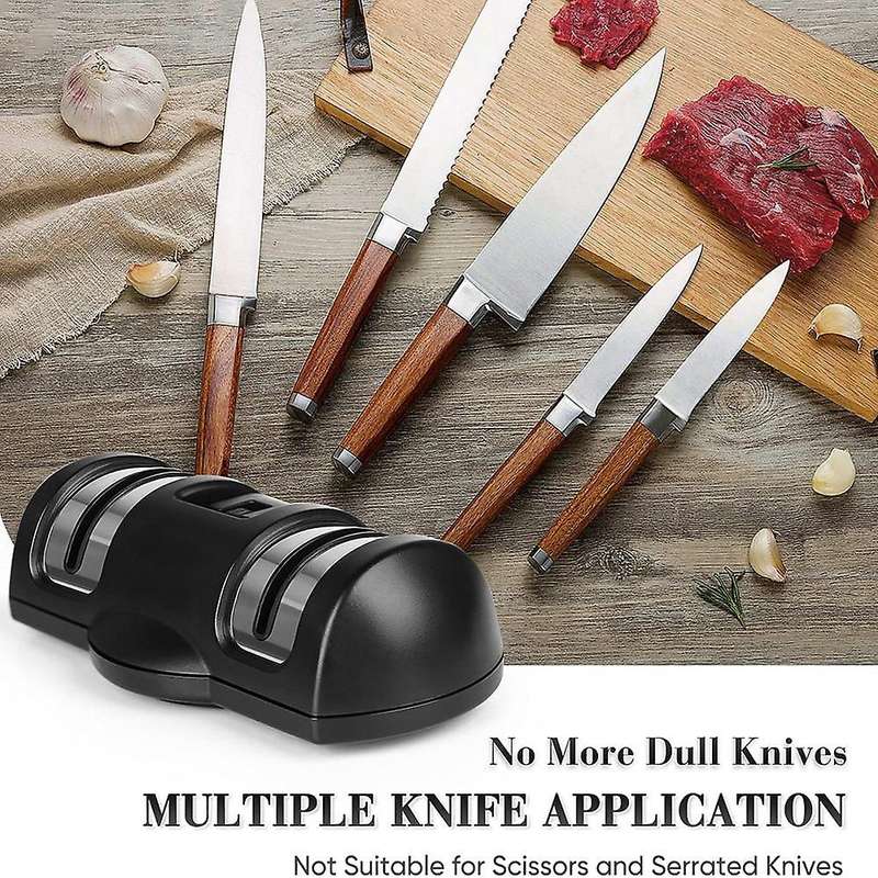 Knife Sharpener, Manual Kitchen Knife Sharpener with Suction Cup