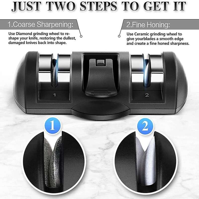 Knife Sharpener, Manual Kitchen Knife Sharpener with Suction Cup