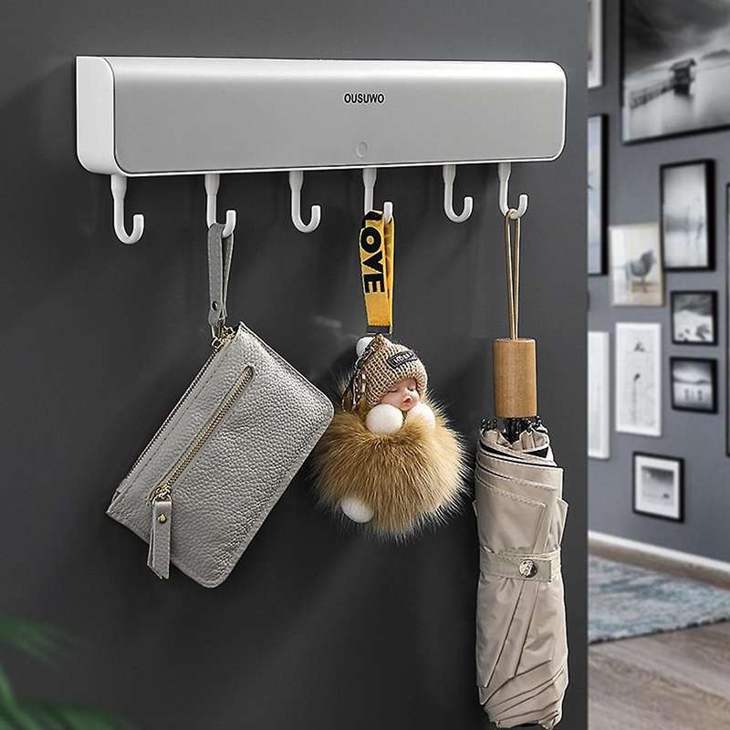 Ousuwo Wall-mounted Storage Rack Shelf with Hook for Bathroom Door B
