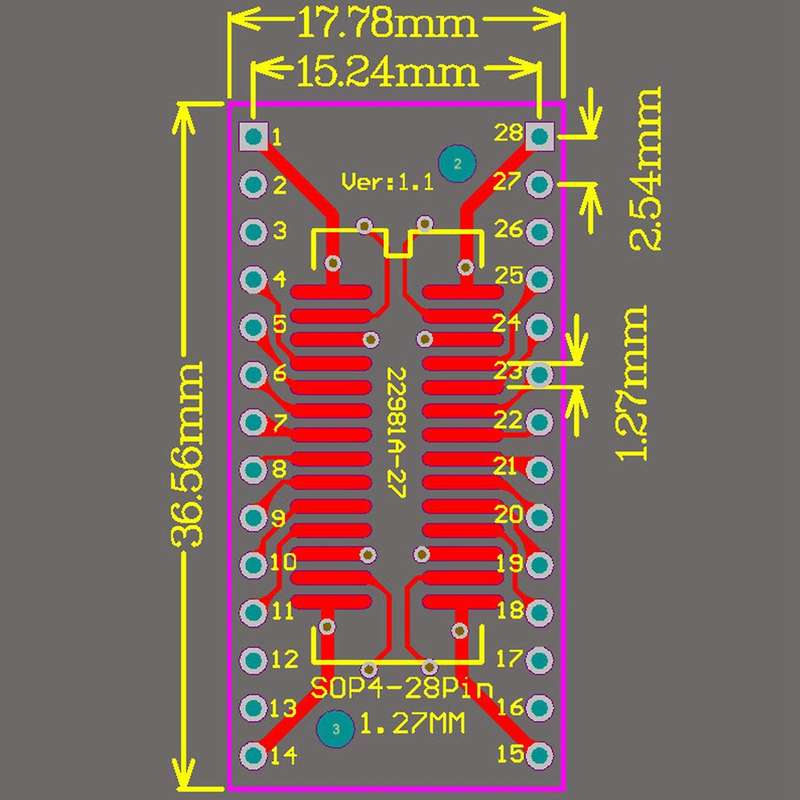 50pcs/lot Tssop28 Ssop28 Sop28 to Dip28 Transfer Board