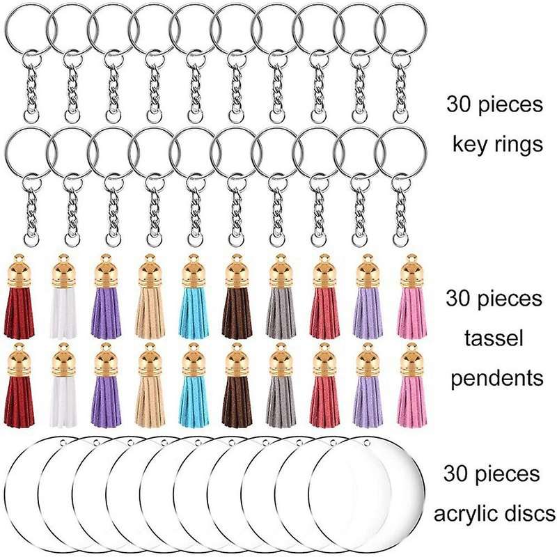 Acrylic Circle Keychain Blanks Clear Kit 120pcs for Cricut, Silver