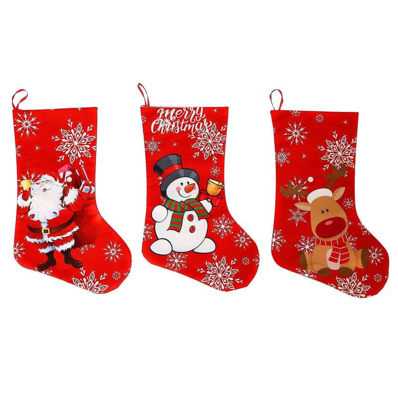 3 Pack Fireplace Christmas Tree Hanging Stockings for Home Decor