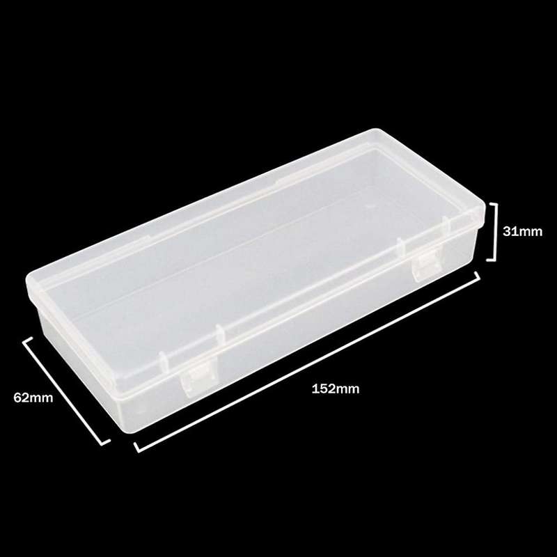 6 Pack Clear Plastic Storage Box with Hinged Lid for Beads Craft