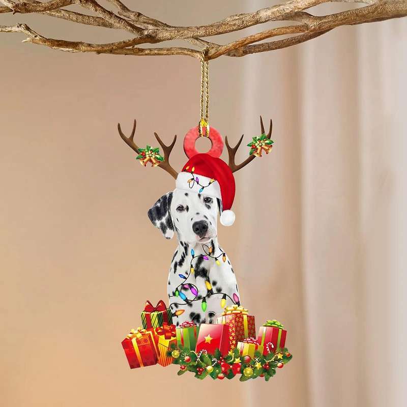 Christmas Dog Ornament Wooden Cute Dog Decor Nativity Party Gift(a)