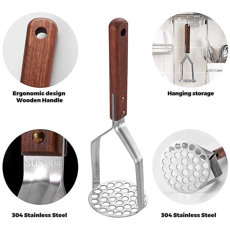Potato Masher Stainless Steel Heavy Duty Strong Anti-slip
