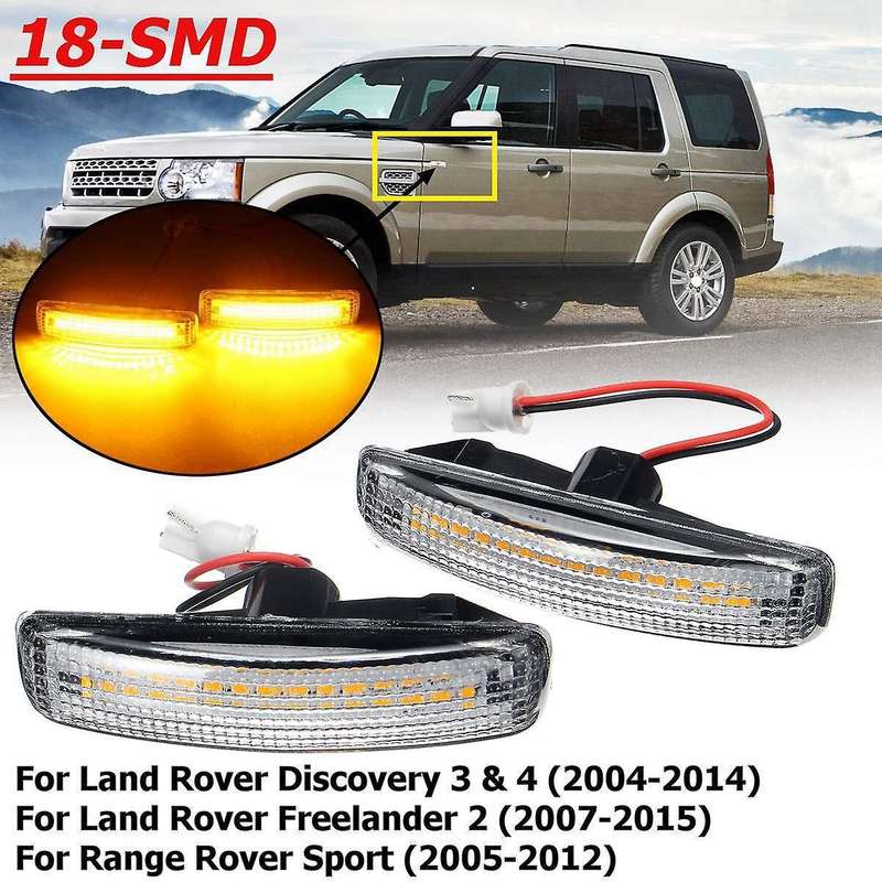 2x Amber Blink Led Side Marker Light for Land Rover Discovery 3