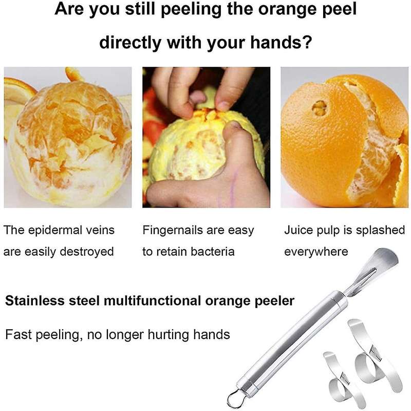 5pcs Fruit Peeler Set, Stainless Steel Orange Peeler Tool Curved