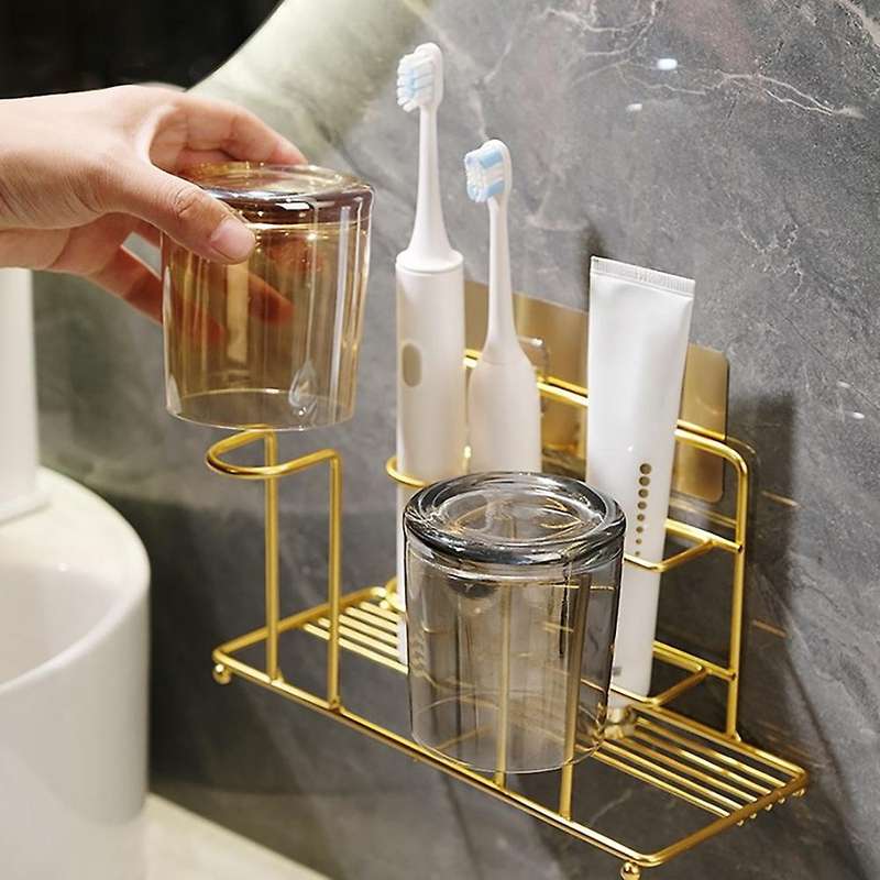 Toothbrush Holder Wall Mounted Metal Toothpaste Holder