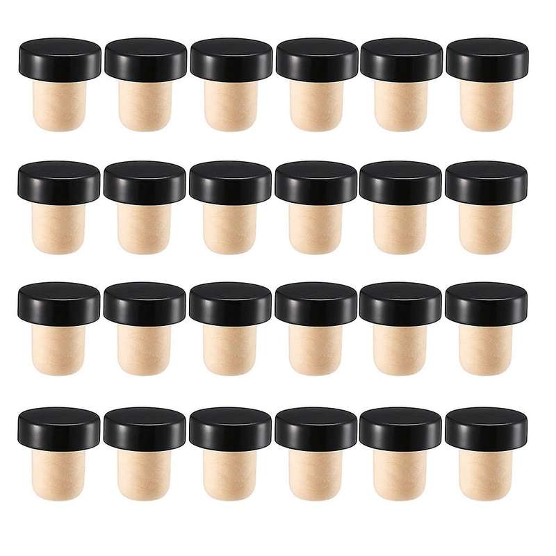 24pcs T-shaped Wine Cork Bottle Stopper for Wine Beer Bottles (black)