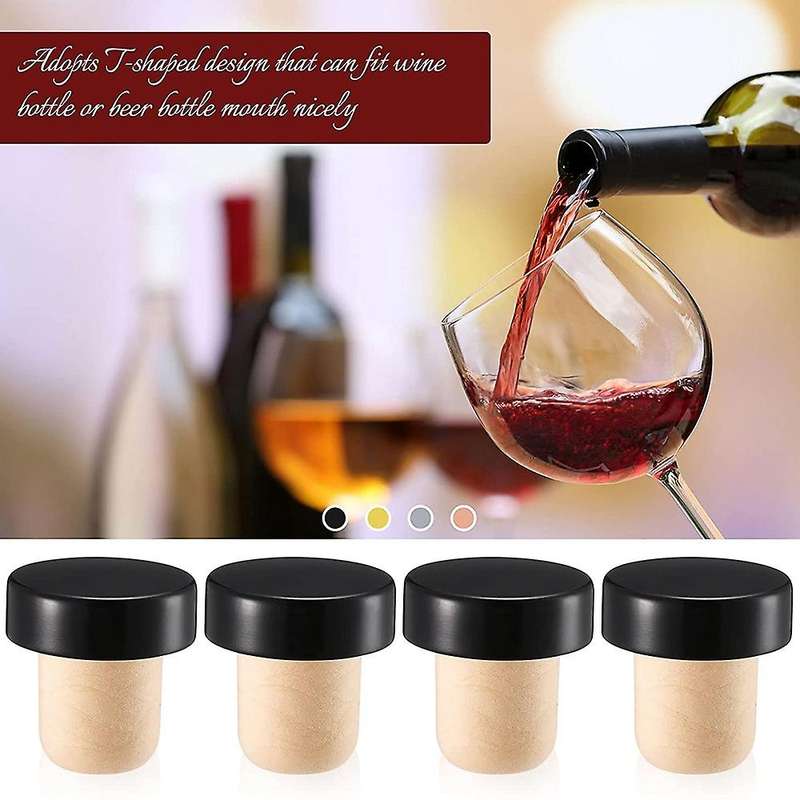 24pcs T-shaped Wine Cork Bottle Stopper for Wine Beer Bottles (black)