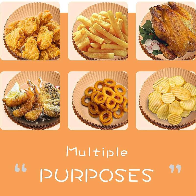 150 Pcs 6.3 In Air Fryer Disposable Paper Liner for Basket with Brush