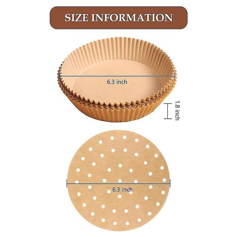 150 Pcs 6.3 In Air Fryer Disposable Paper Liner for Basket with Brush