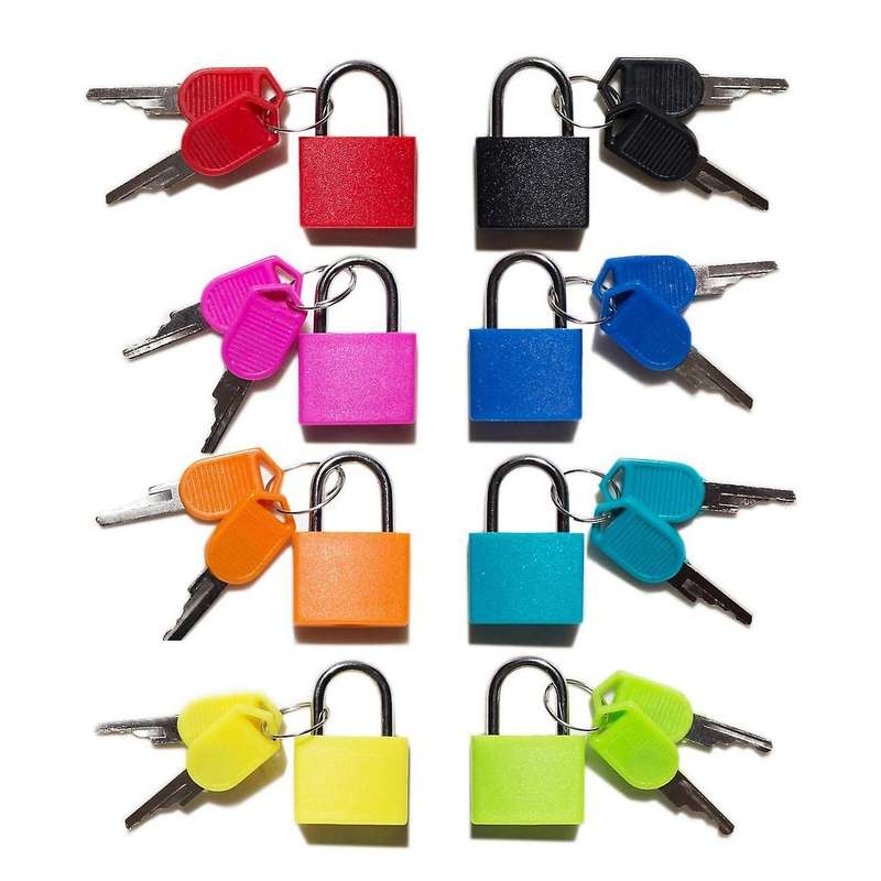 8 Pack Locks Small Padlock with Key Luggage Gym for Outdoor School A