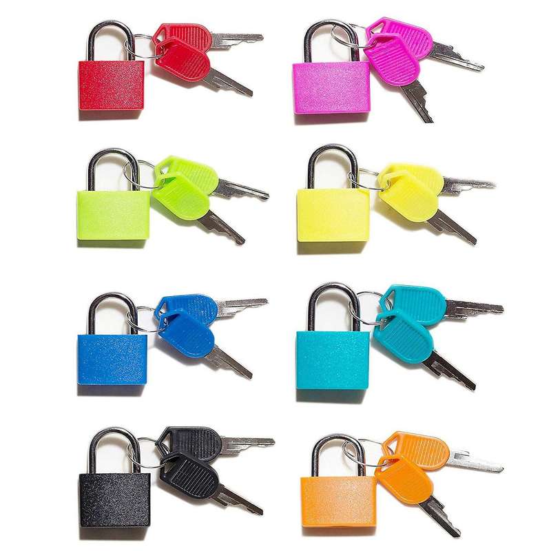 8 Pack Locks Small Padlock with Key Luggage Gym for Outdoor School A