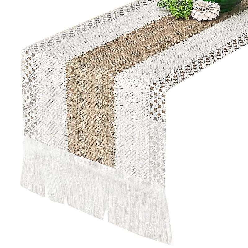 Boho Table Runner Farmhouse Table Runners Splicing Rustic Nature