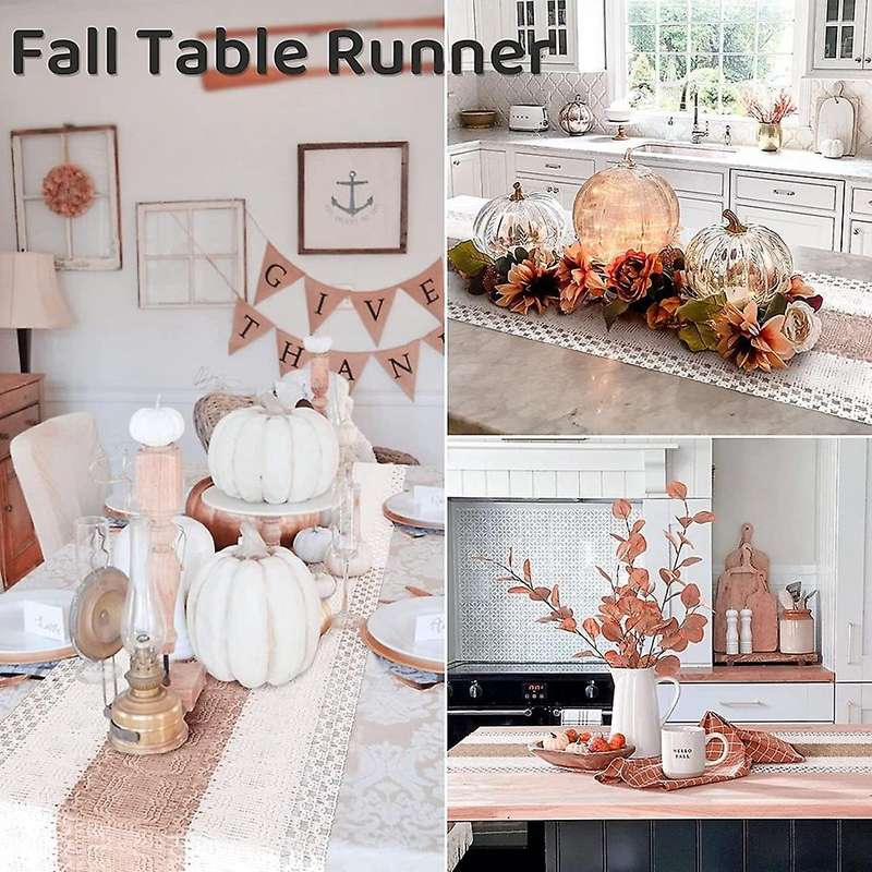 Boho Table Runner Farmhouse Table Runners Splicing Rustic Nature