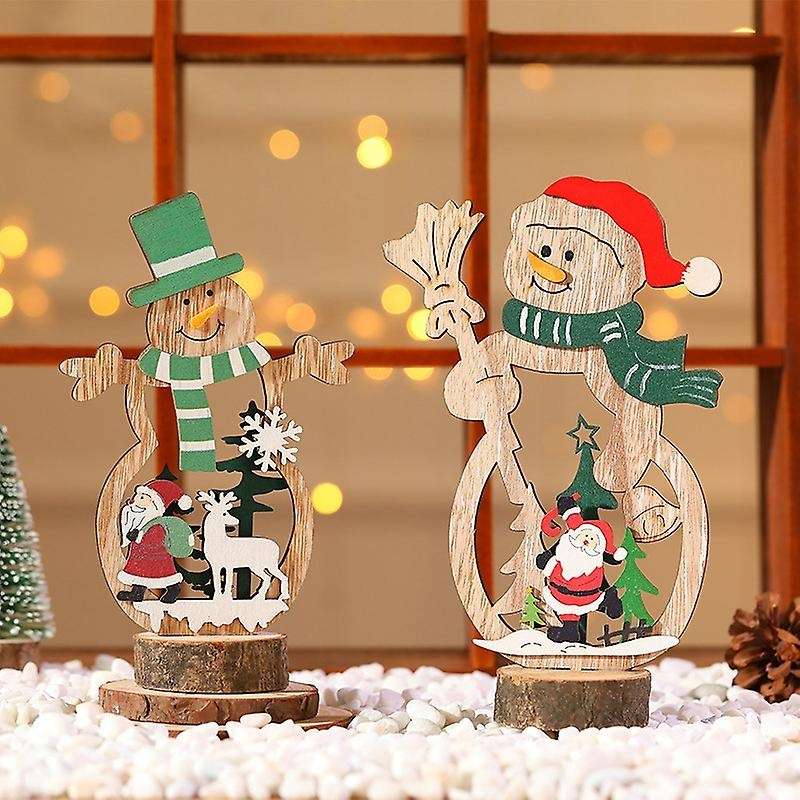 4 Pcs Mini Christmas Trees Wooden Assembled Table Top Decorations